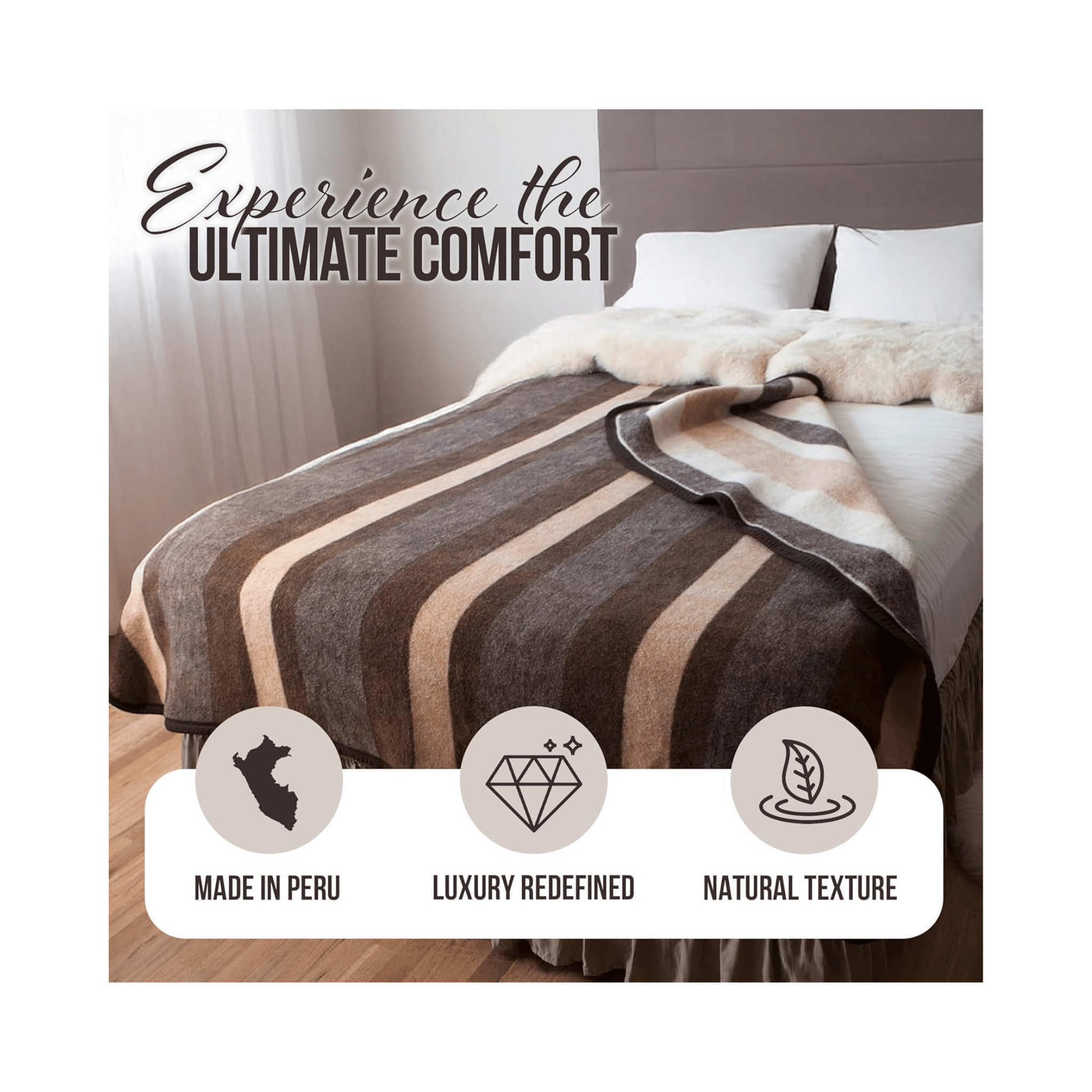 Wool blanket on bed Peru.