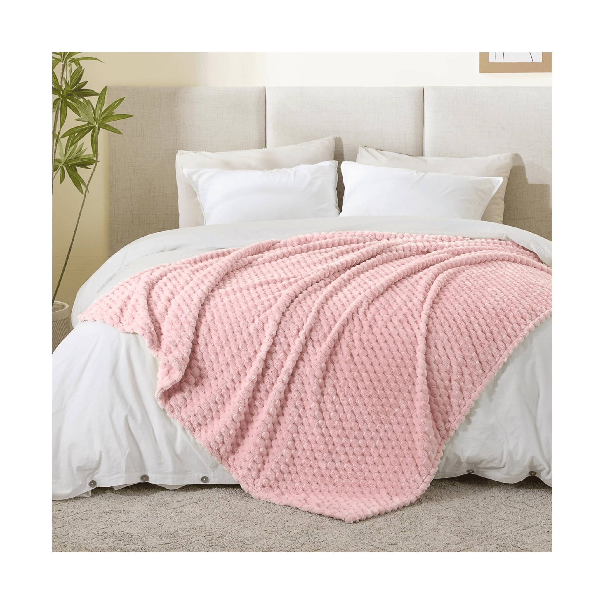 Bedelite pink fleece decorative blanket bed