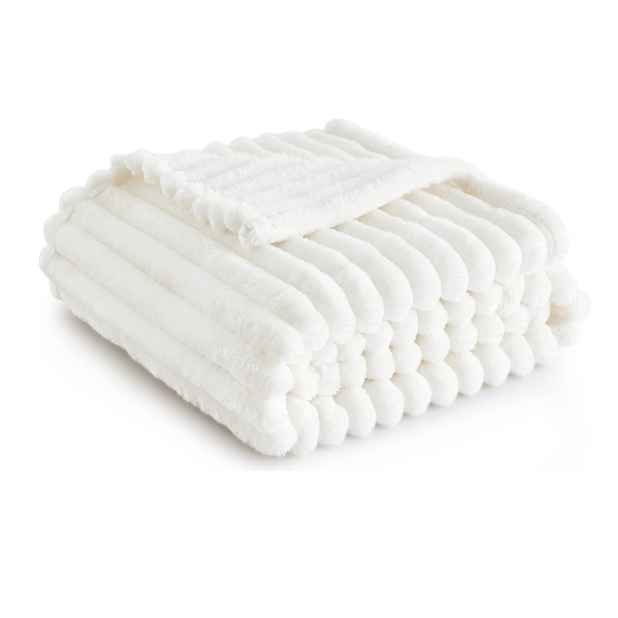 Bedsure GentleSoft plush fleece white blanket