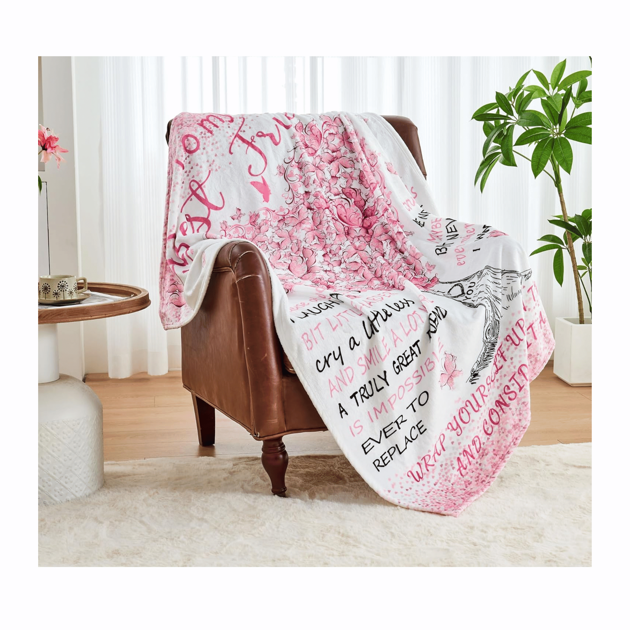 Friend Gifts inspirational pink fleece blanket