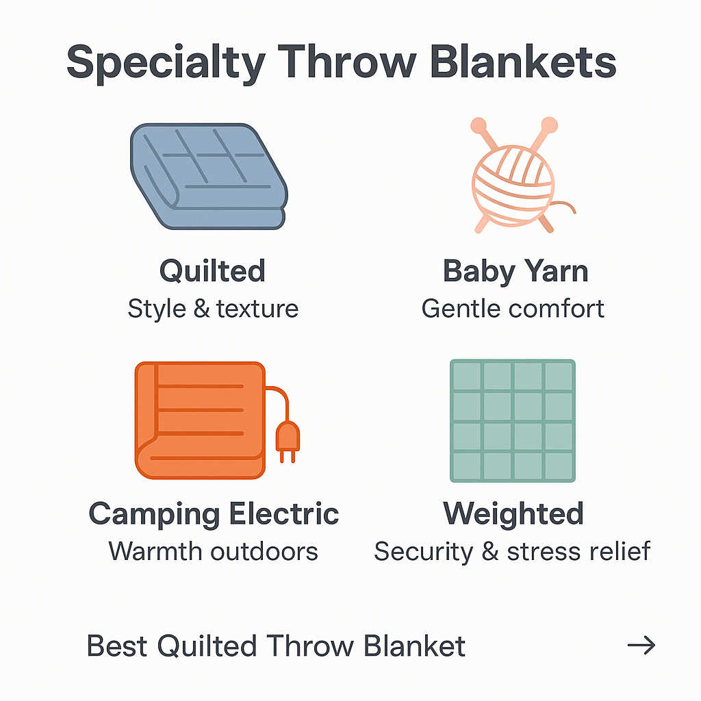 Specialty throw blanket styles with benefits