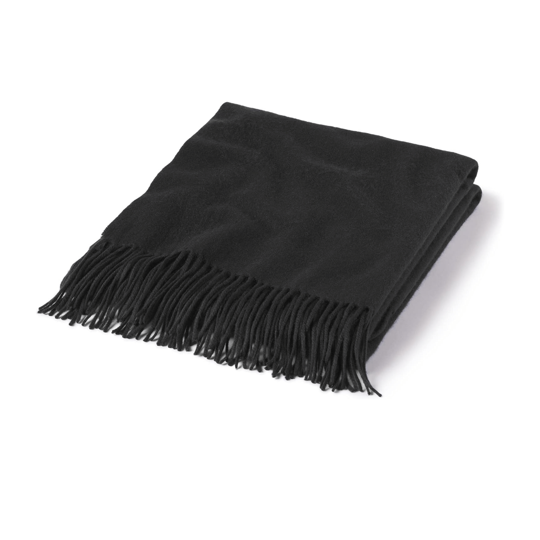 State Cashmere black throw with fringe