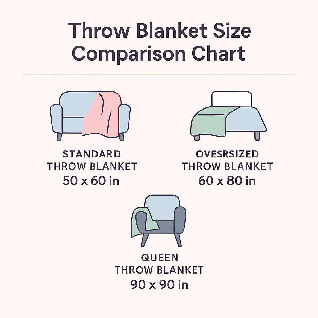 Throw blanket size comparison with dimensions