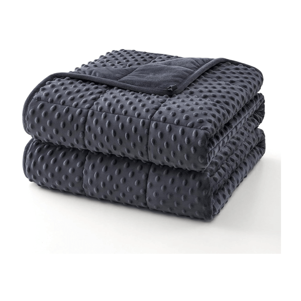 Topcee cooling blanket folded dark gray minky textured weighted design