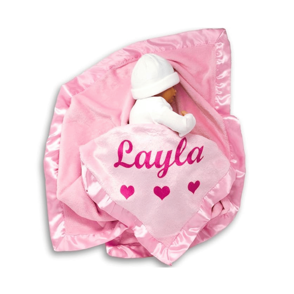 Layla pink custom baby blanket