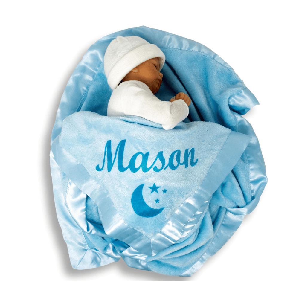 “Mason blue custom baby blanket