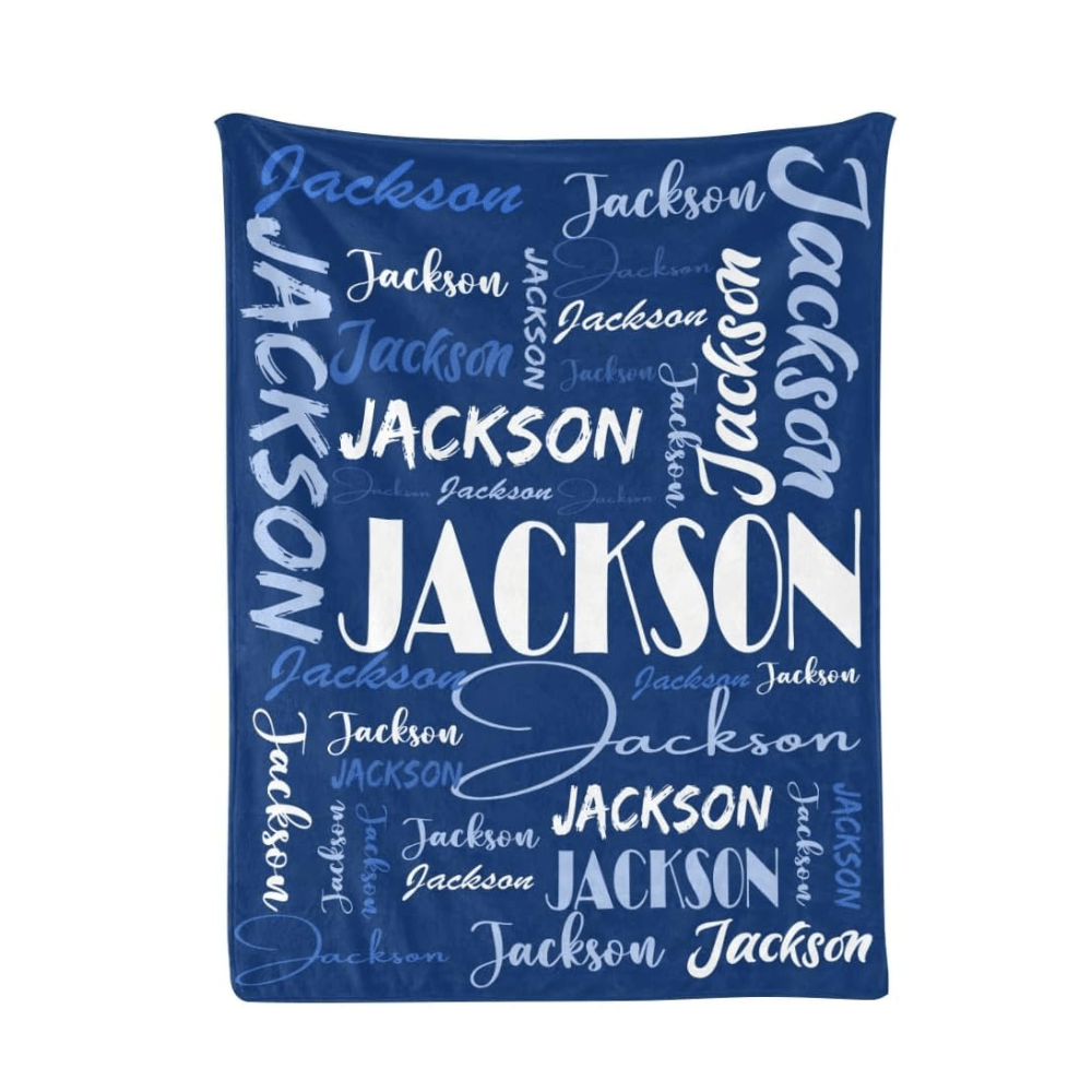 Jackson navy blue name blanket