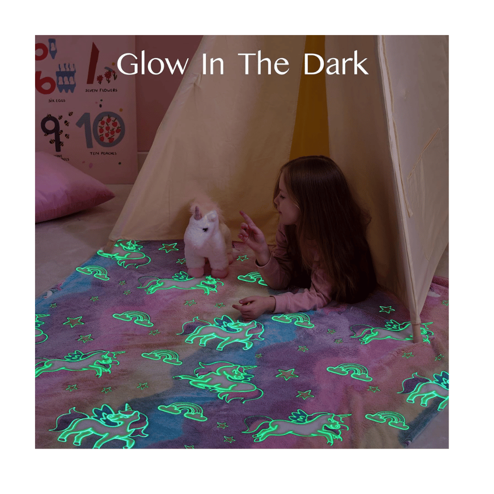 Unicorn glow dark kids blanket