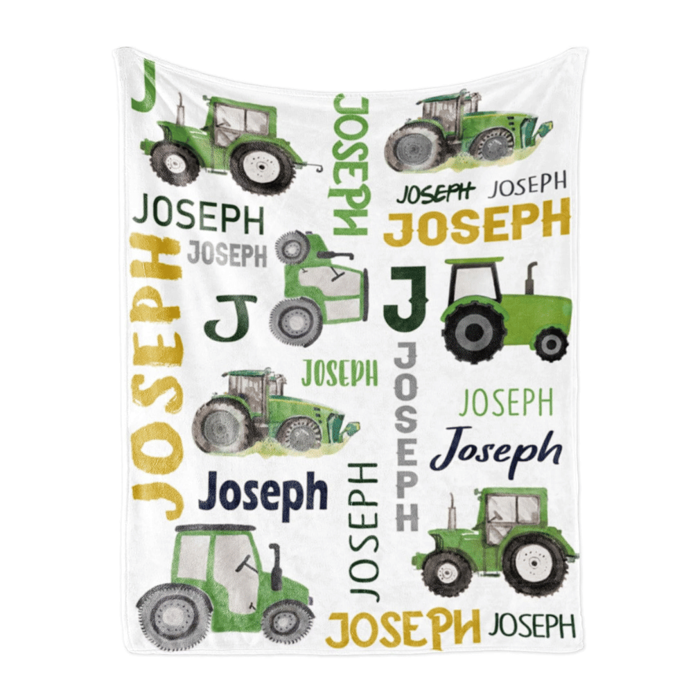 Joseph tractor personalized blanket design