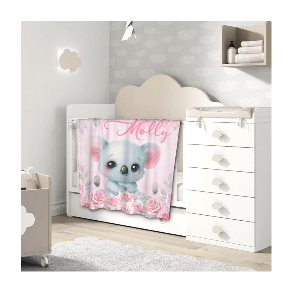 Koala personalized nursery baby blanket