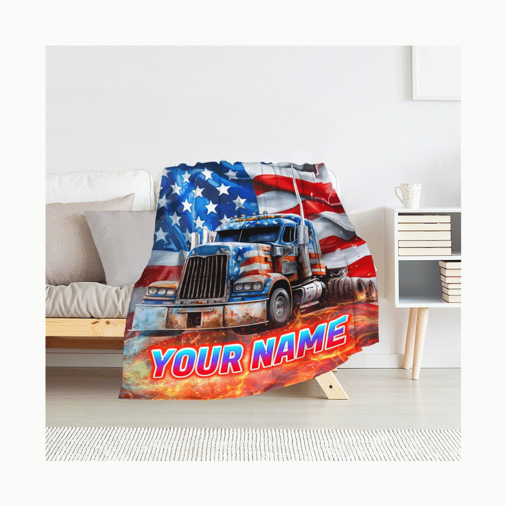 American flag truck name blanket