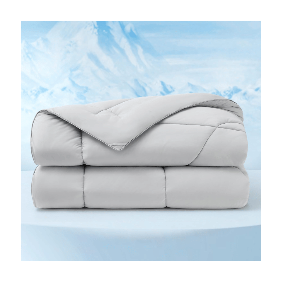 Bedsure cooling comforter folded light gray cool to touch blanket