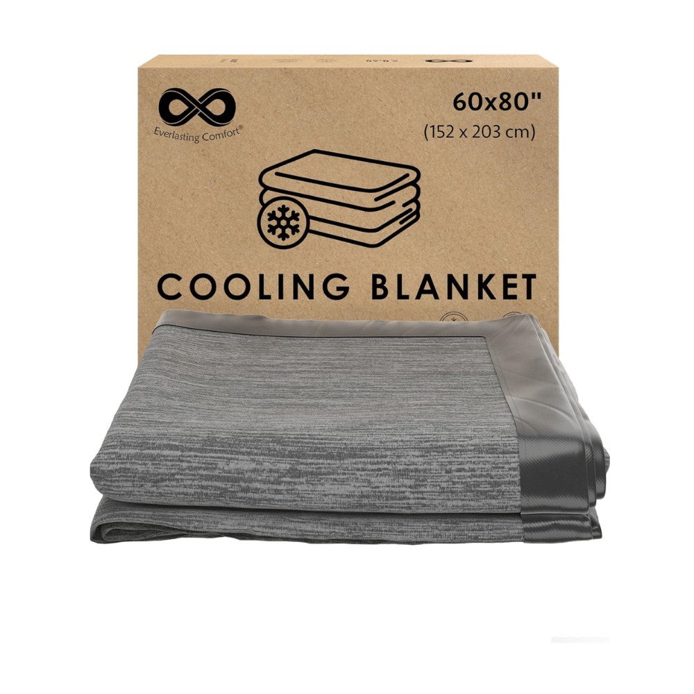 Everlasting Comfort cooling blanket folded gray with box arc chill cool touch