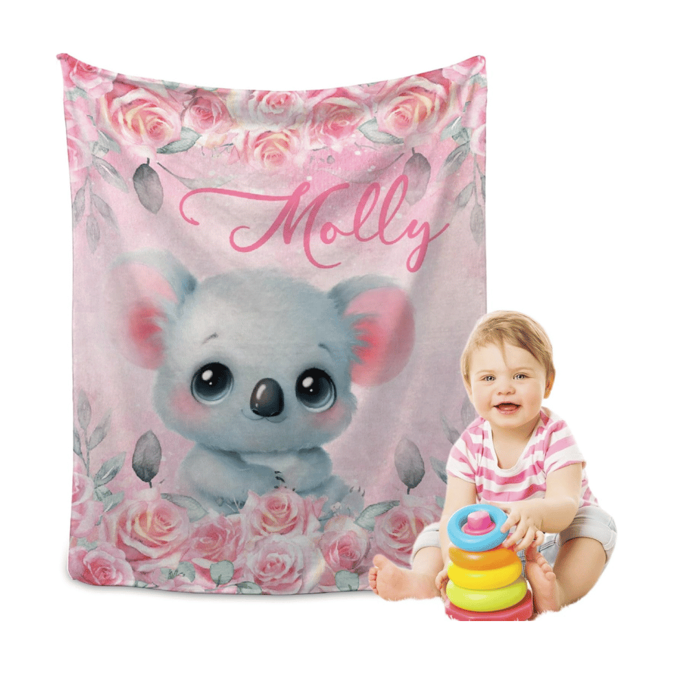 Molly koala floral baby blanket