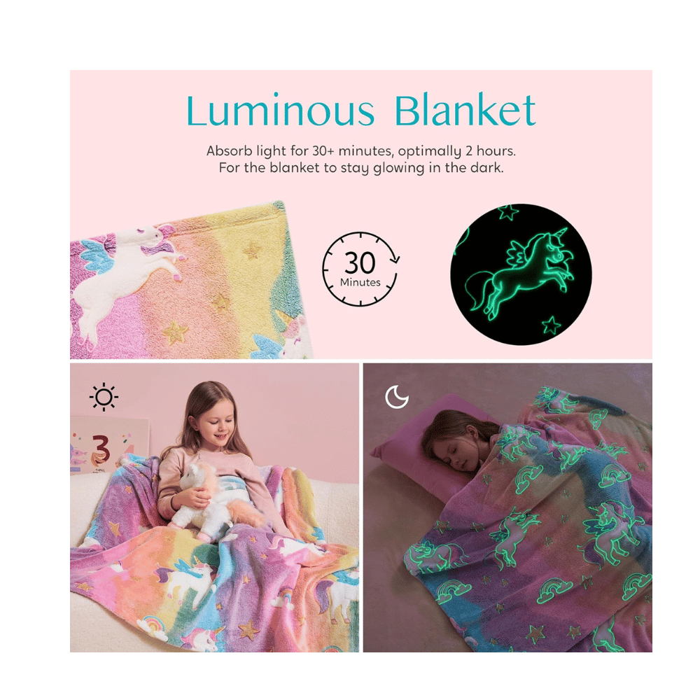 Unicorn luminous glowing kids blanket