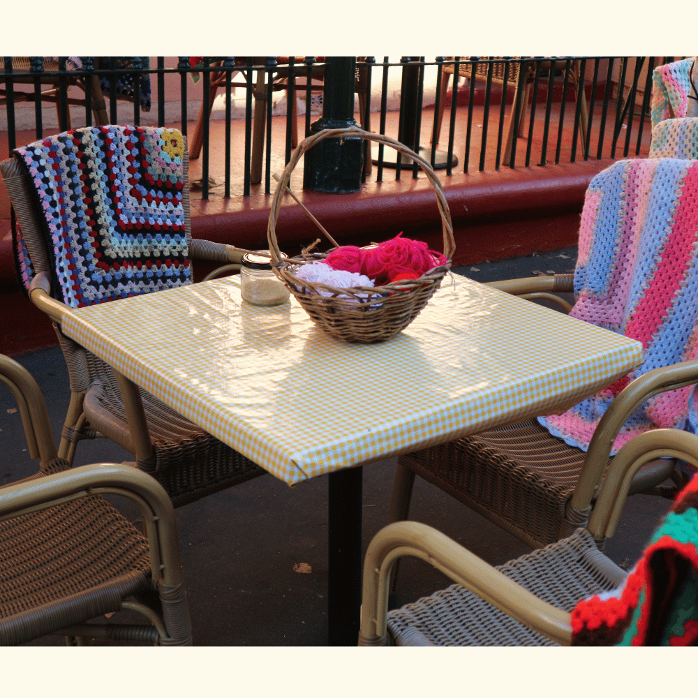 Crochet blankets outdoor display