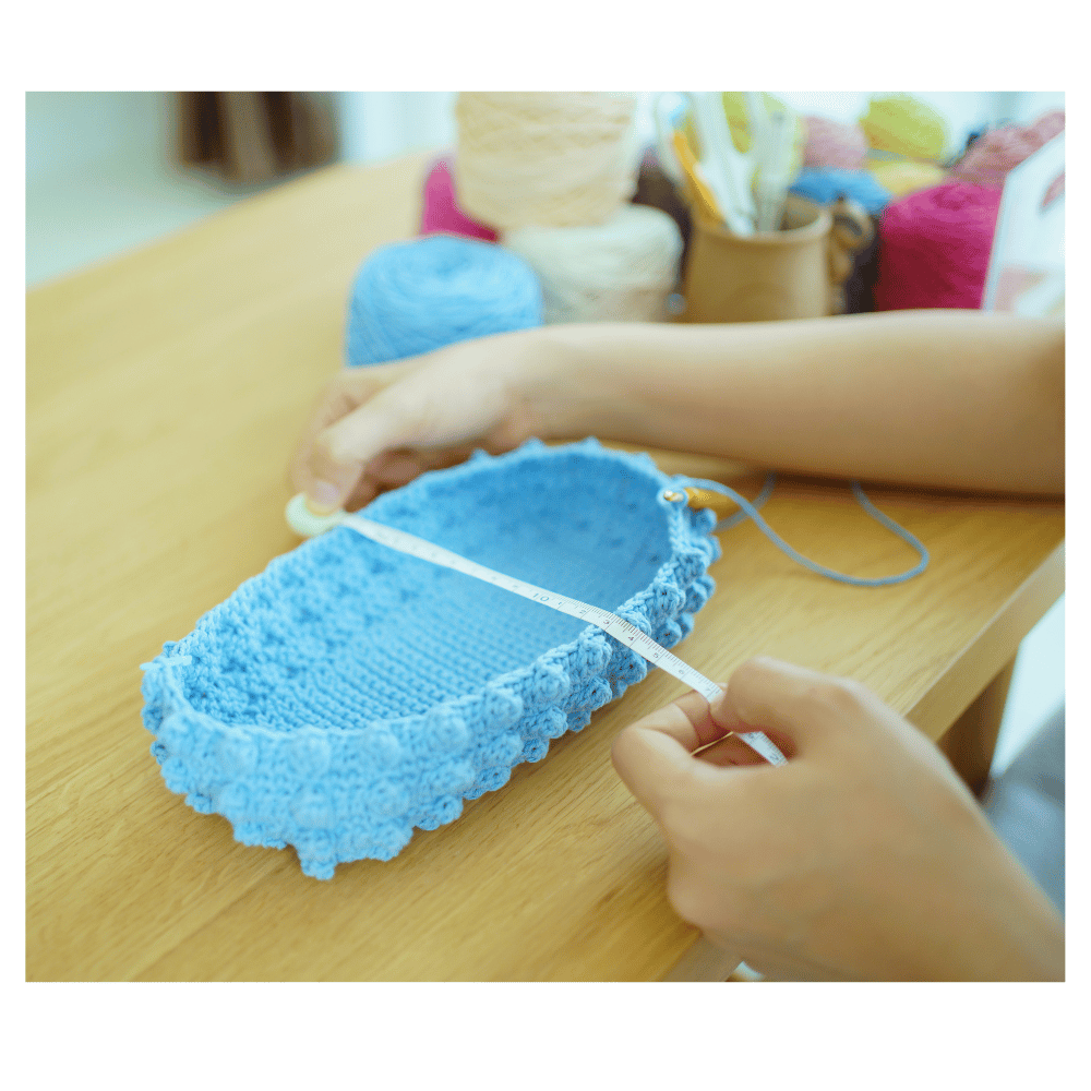Measuring crochet slipper project