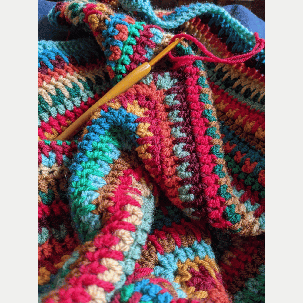 colorful crochet blanket hook