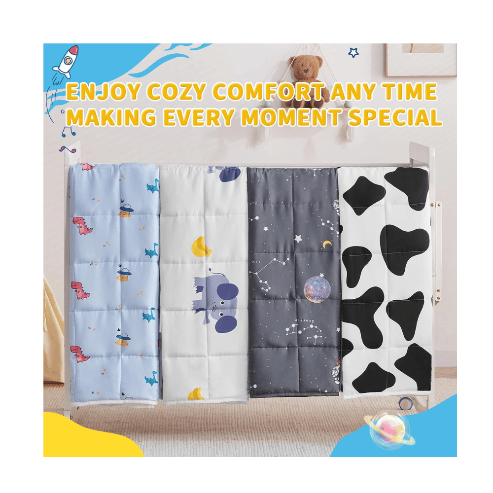anfie kids weighted blanket astronaut design (MyRadiantSleep.com)