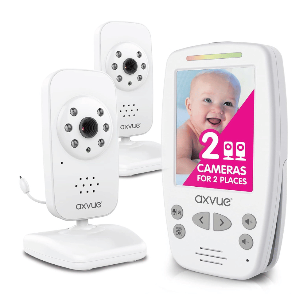 AXVUE video baby monitor with two non-WiFi cameras and 2.8-inch screen
