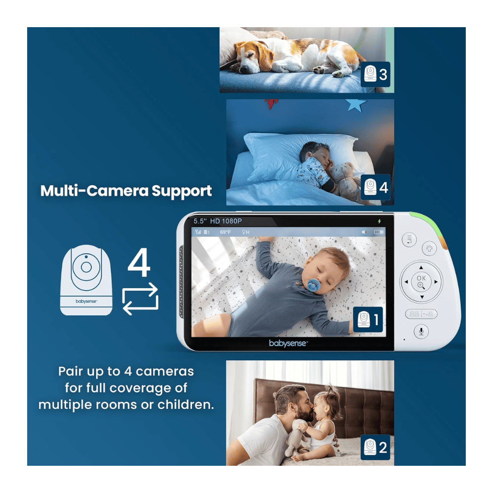 babysense baby monitor split screen multi camera support up to four cameras (C: Babysense/Amazon)