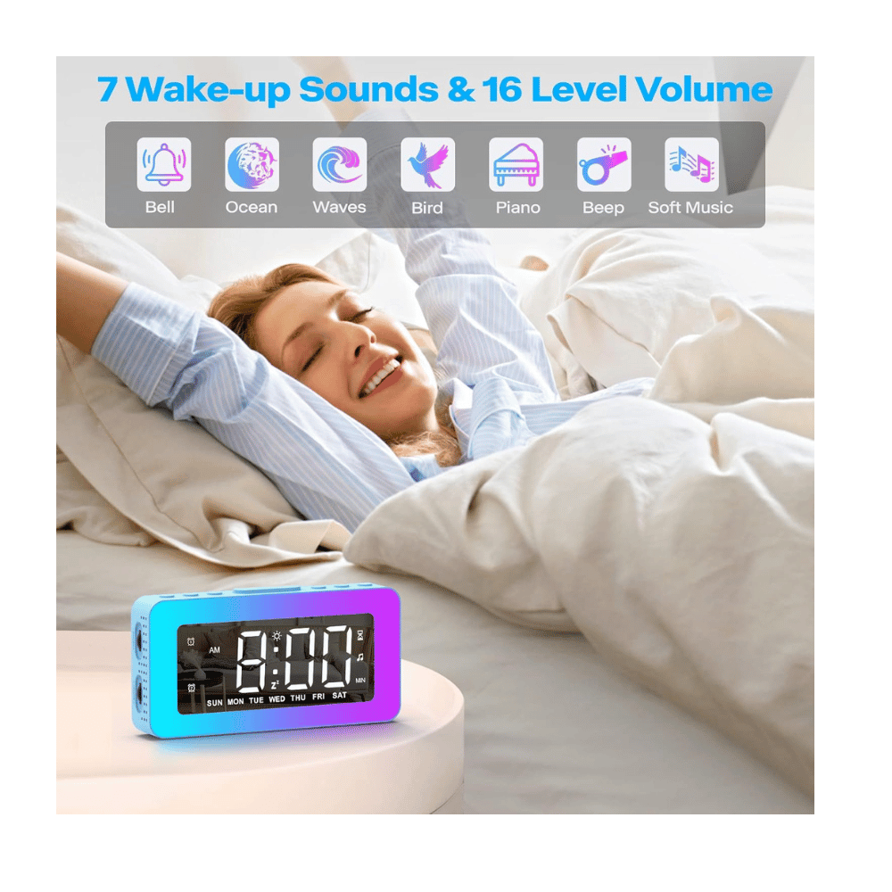 AFEXOA alarm clock wake sounds options (C: AFEXOA/Amazon)