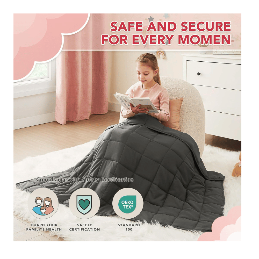 cuteking kids weighted blanket with glass beads (MyRadiantSleep.com)