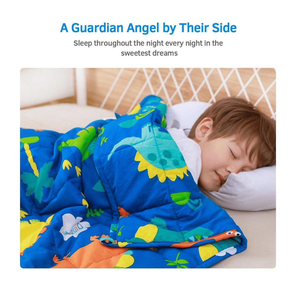 mr sandman dinosaur weighted blanket for children (MyRadiantSleep.com)
