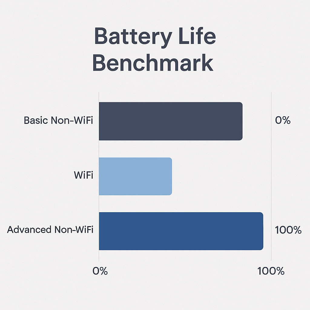 battery life benchmark comparing basic non WiFi, advanced non WiFi, and WiFi baby monitors