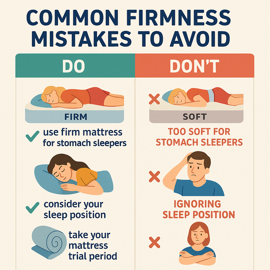 common mattress firmness mistakes chart with do and don’t sleep tips