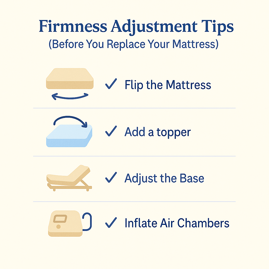 mattress firmness adjustment tips flip topper base and air chamber guide