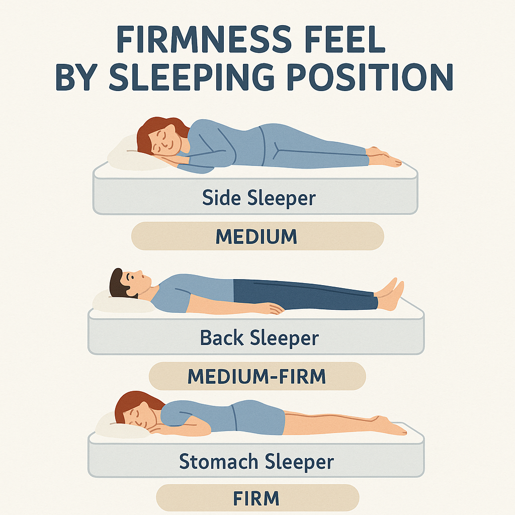 firmness chart showing medium medium firm and firm for sleepers