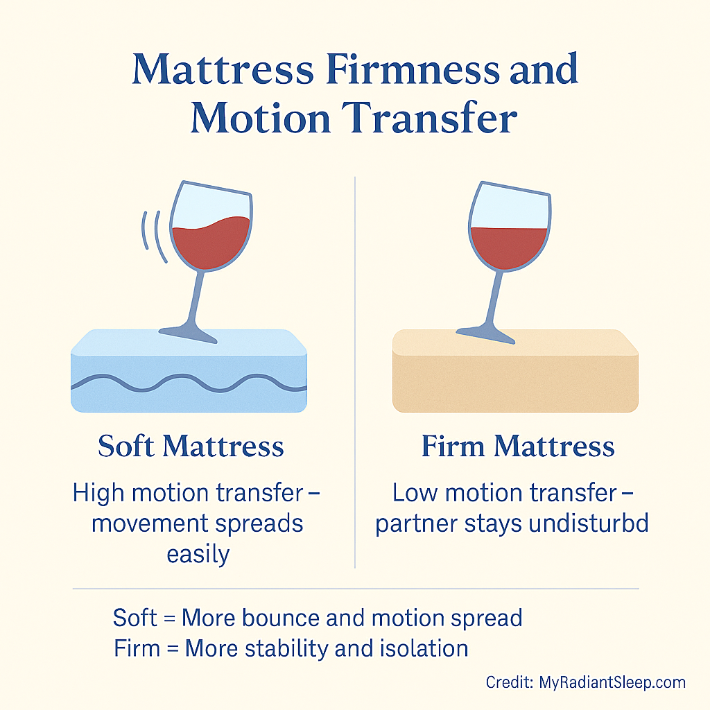 wine glass motion transfer test soft vs firm mattress
