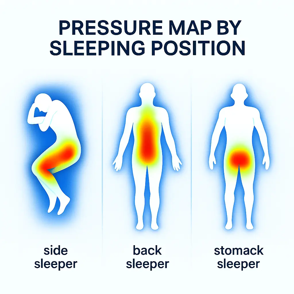 sleeping position pressure map for side sleepers back sleepers and stomach sleepers
