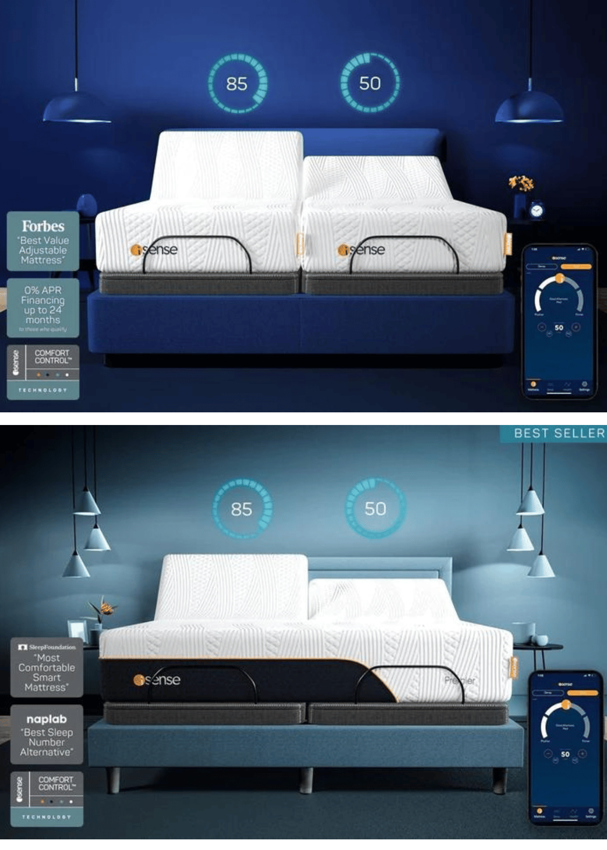 The mattress offers adjustable firmness to match couples’ unique sleep needs (Credit: MyiSense).