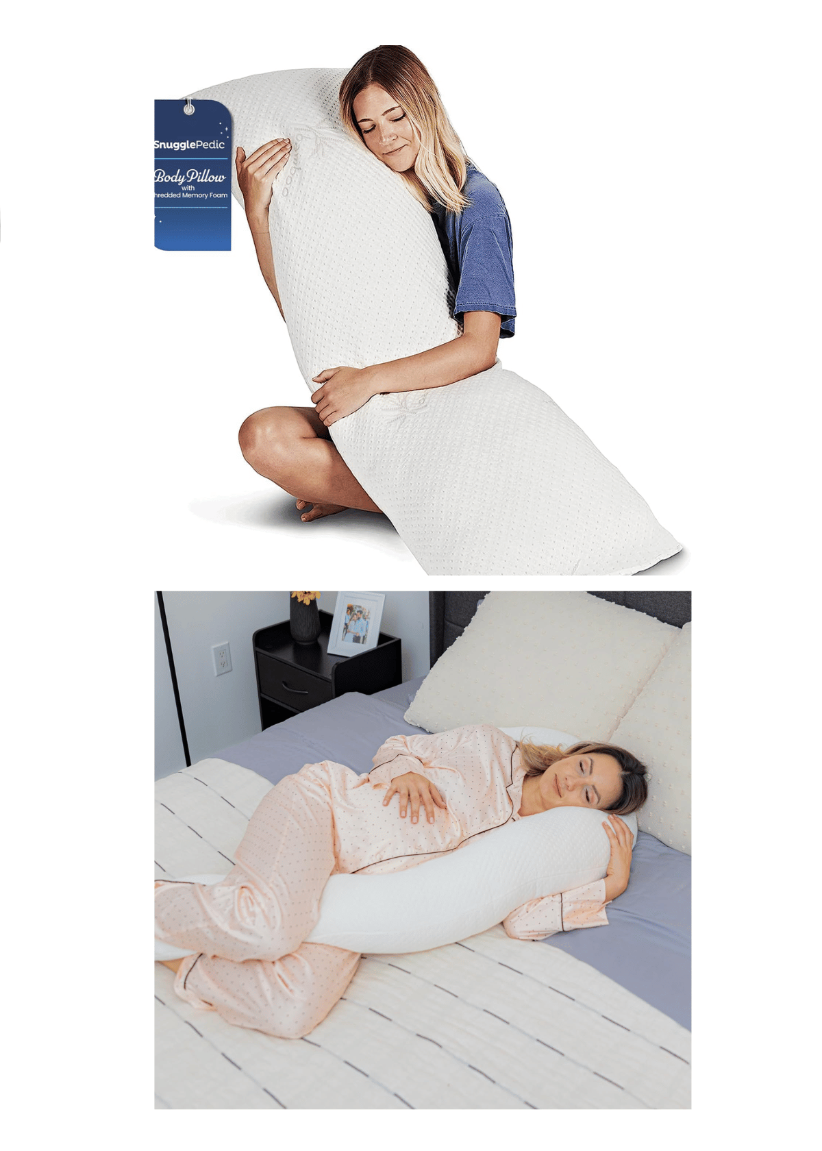 Transform your rest with a body pillow made for comfort. (Credit: Snuggle-Pedic; Contour)