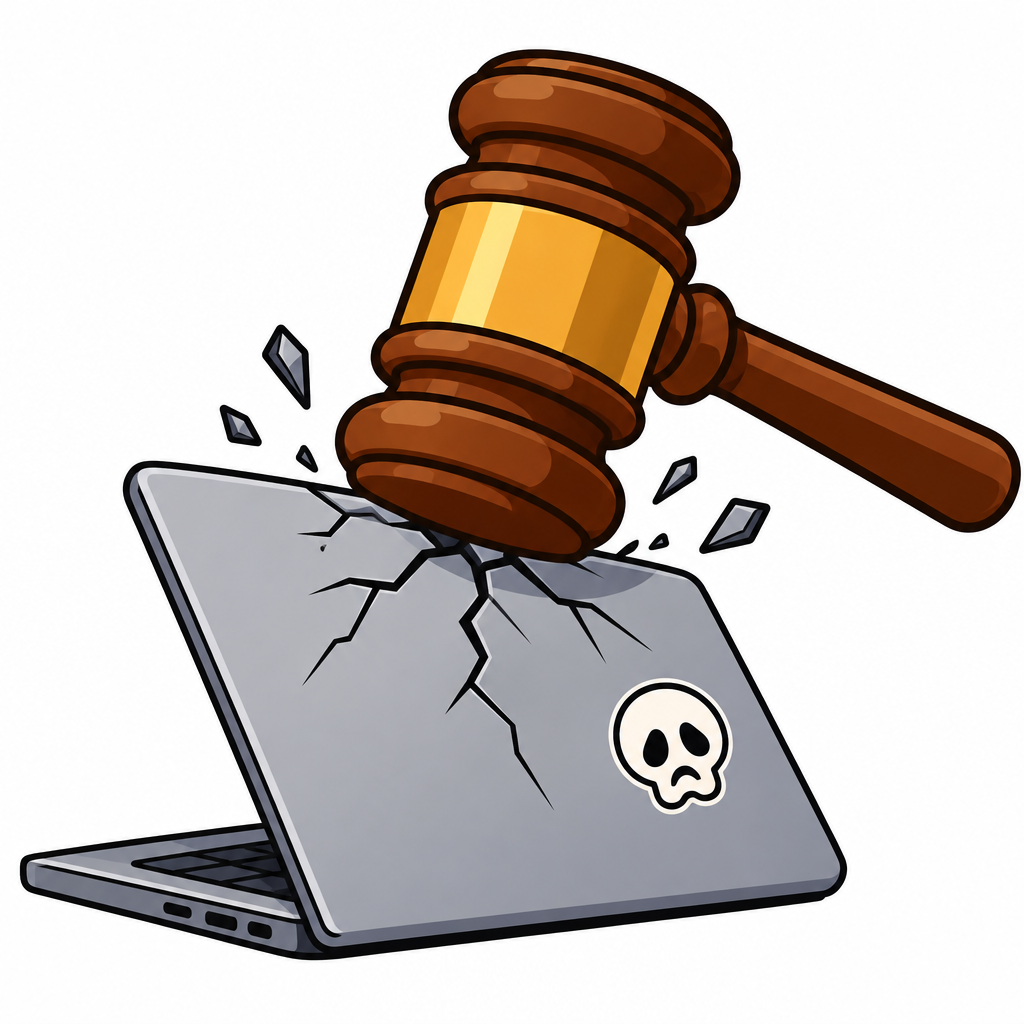 gavel comes down on a ransomware laptop