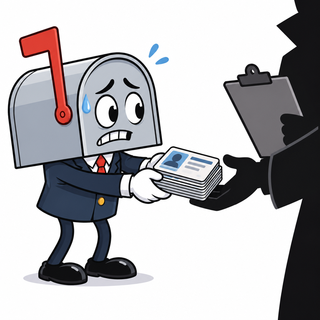 Mailbox handing over ID cards