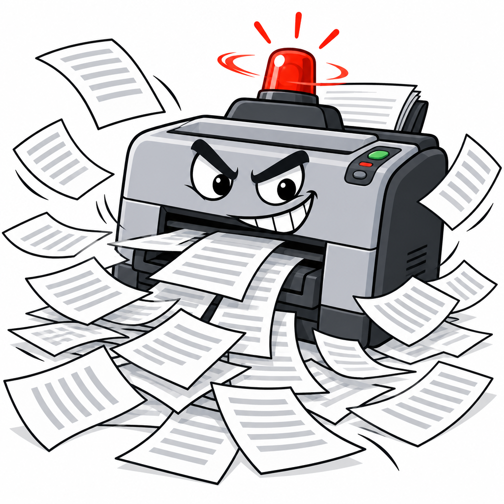 office printer gone rogue spraying pages