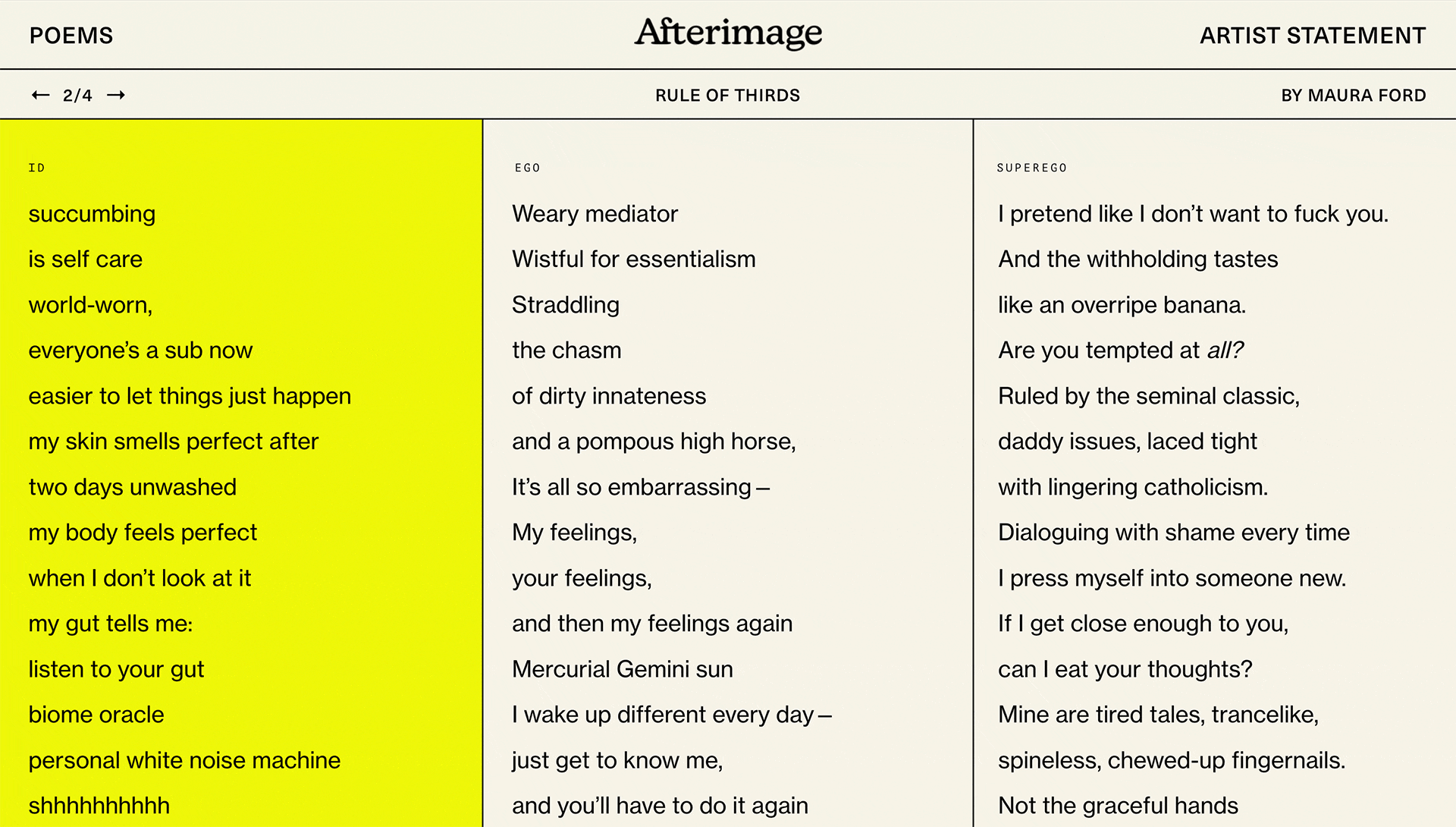 readymag blog: screenshot from “Afterimage” by Maura Ford and Bekah Malover