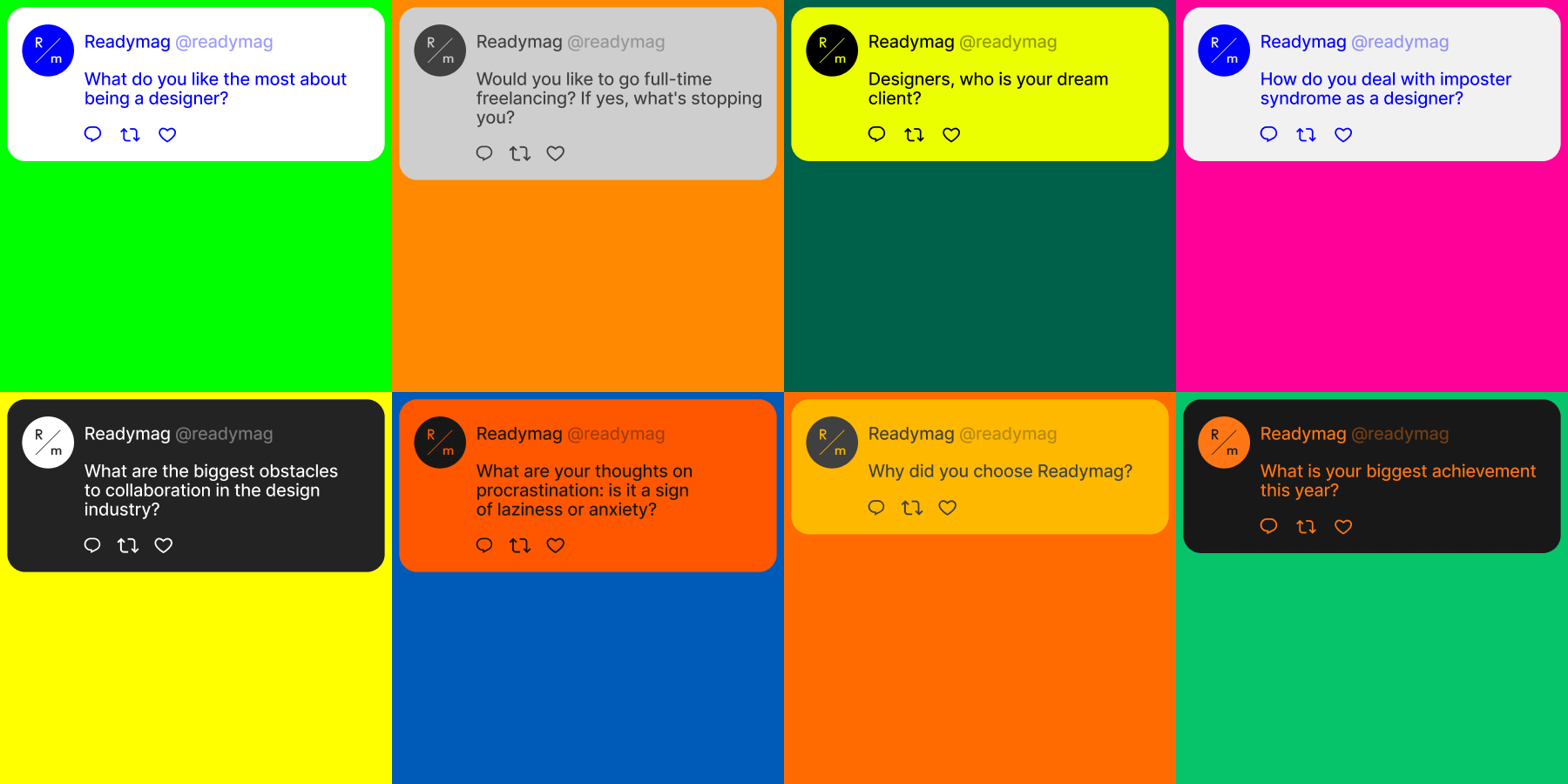 readymag blog: A series of social media images