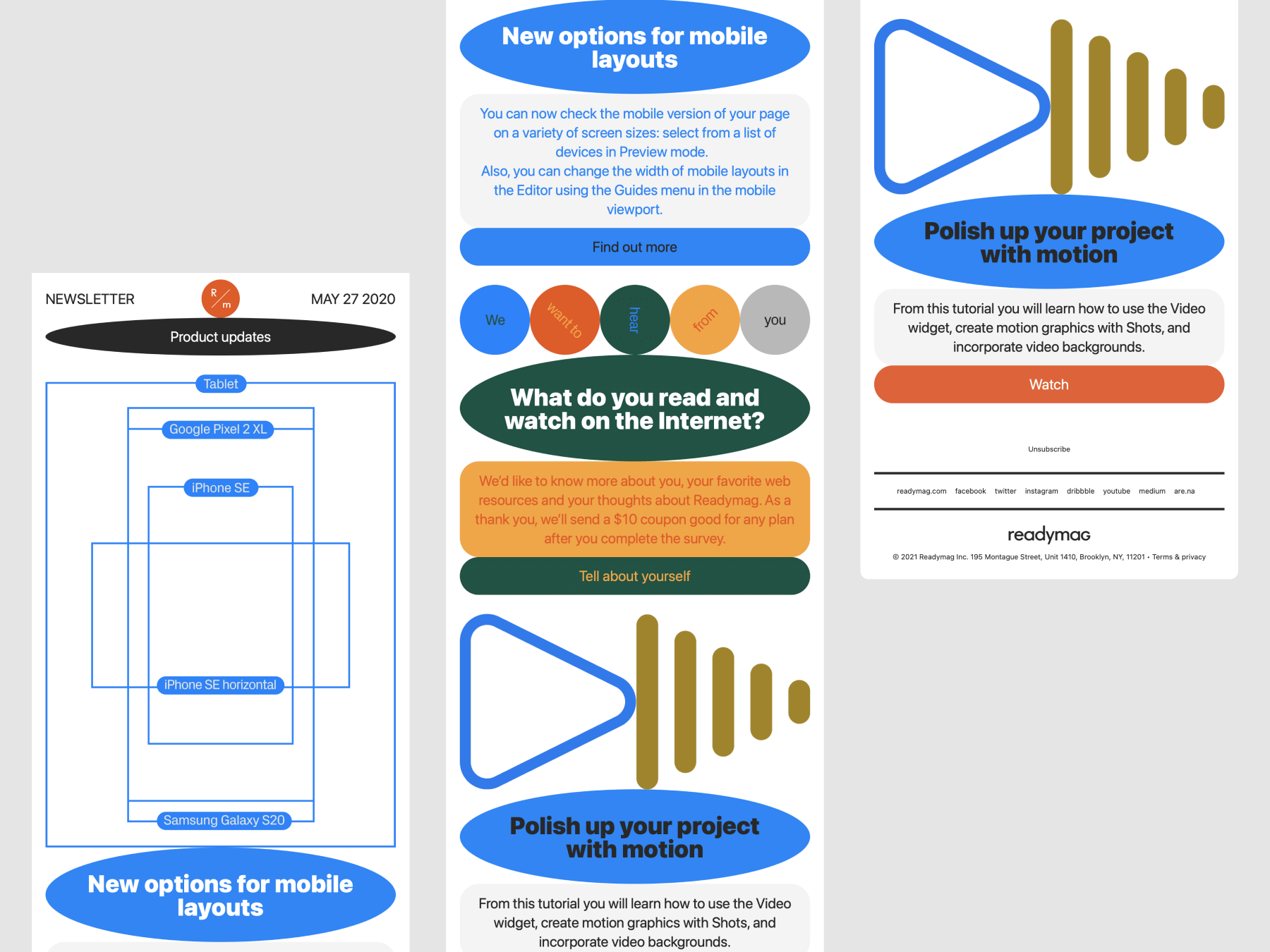 readymag blog: newsletter template
