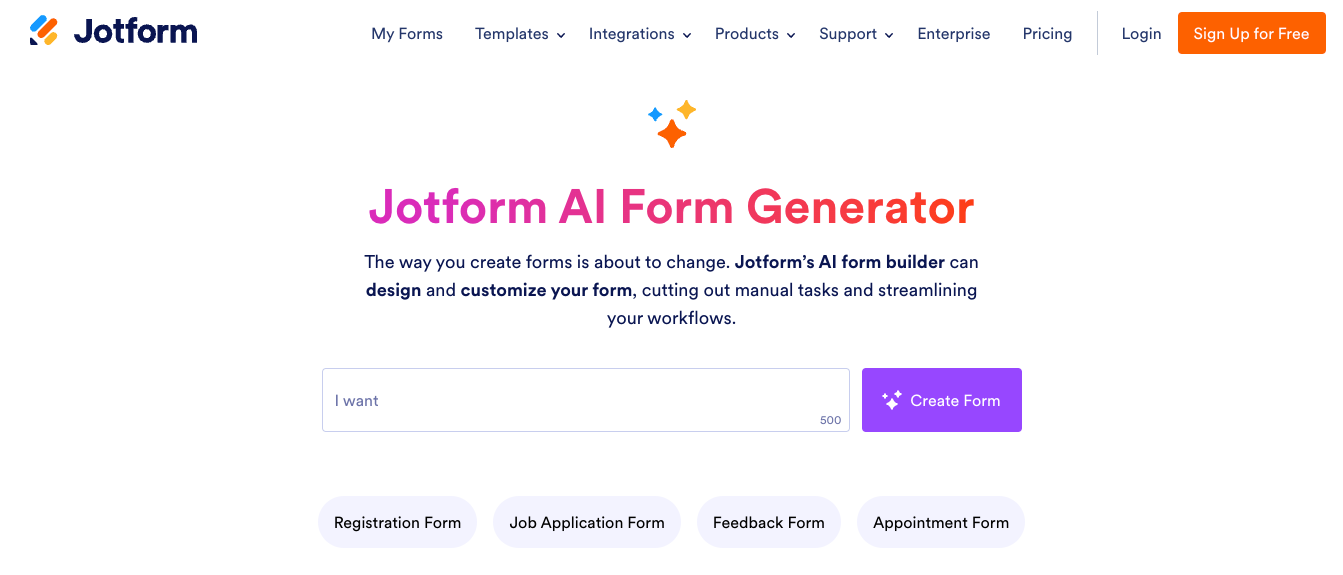 Jotform's&nbsp;AI form generator_Readymag blog