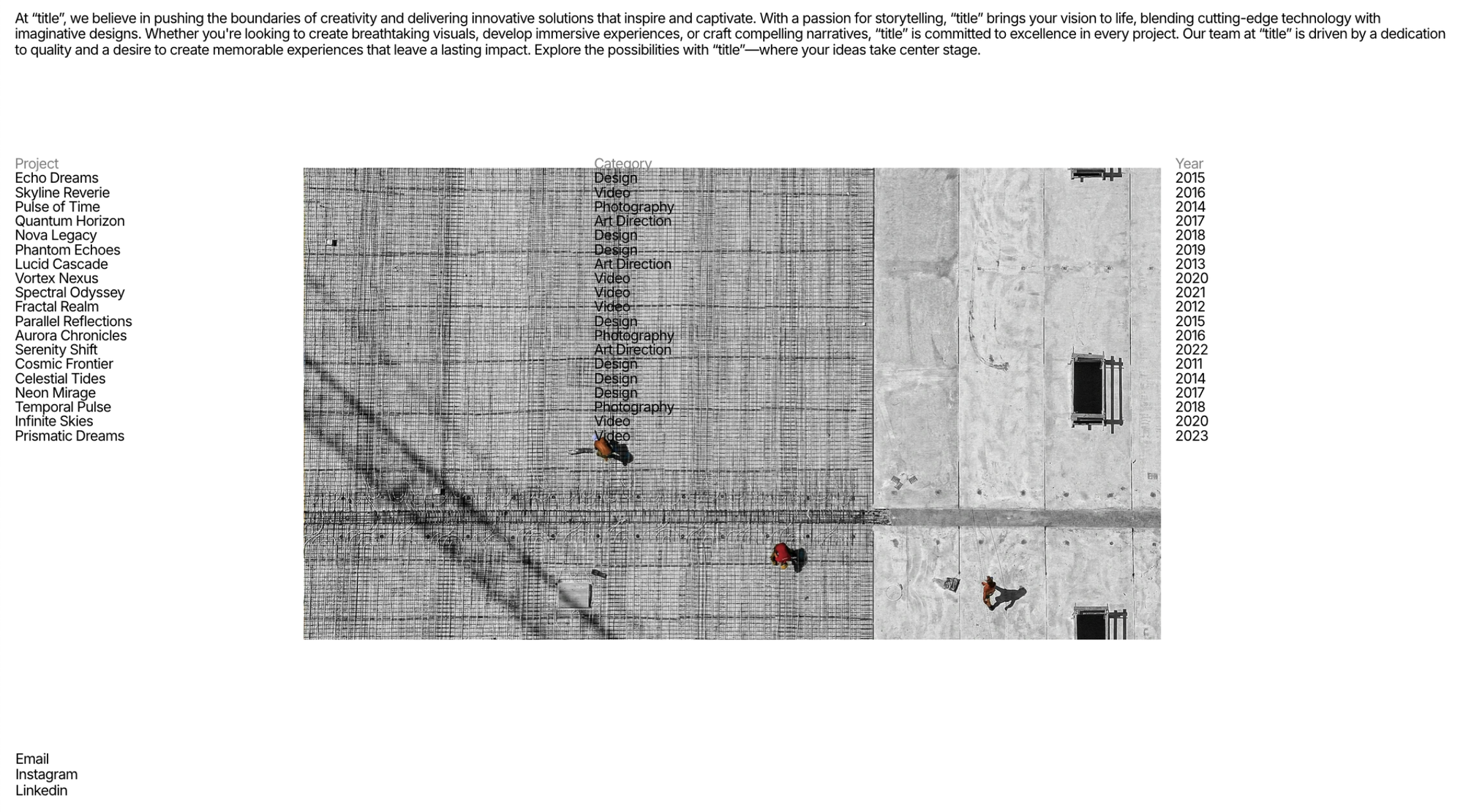 Readymag blog_Page “On hover index” from the “Portfolio Workbench” template
