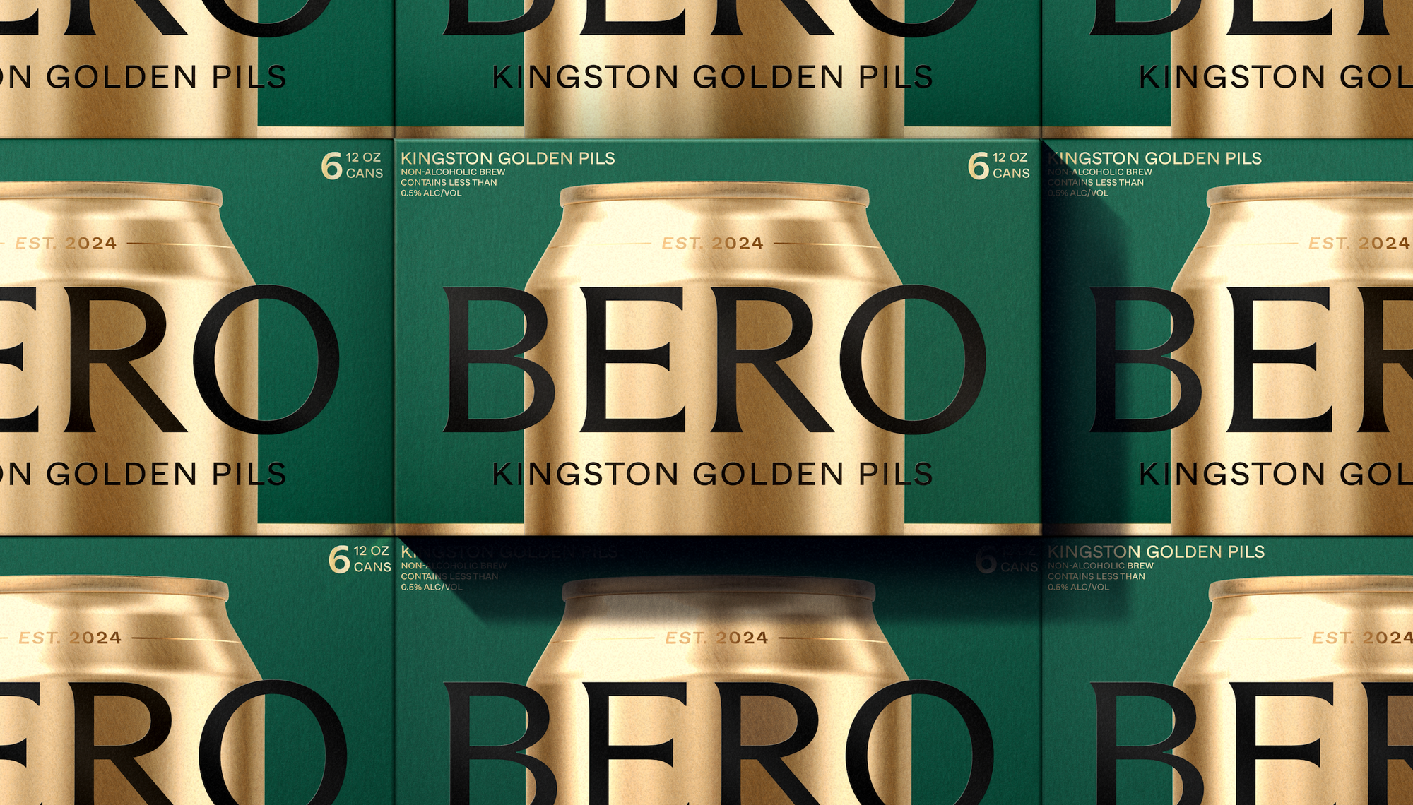 Readymag blog: A photo of the identity and packaging for BERO—a non-alcoholic beer brand—by CENTER