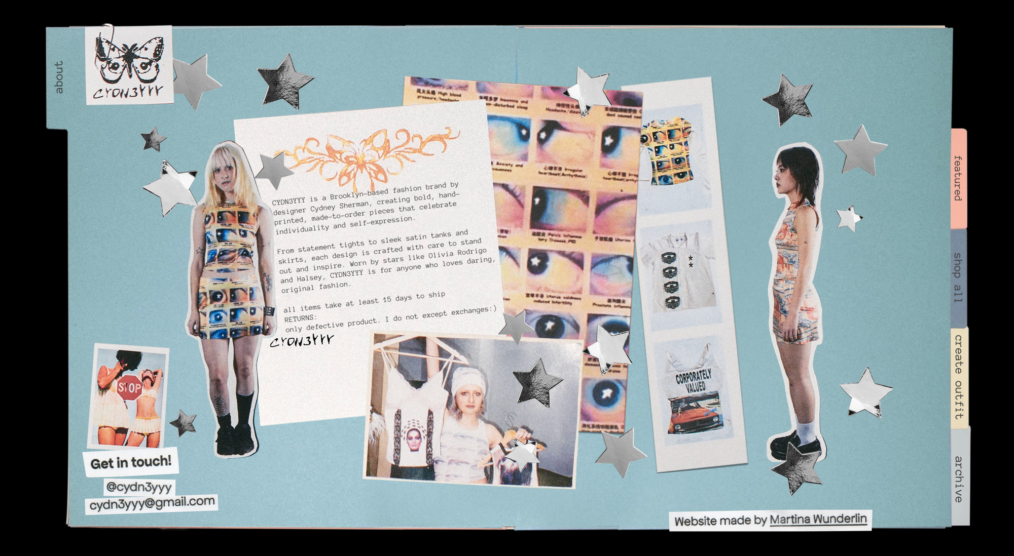 Readymag blog: A photo of the 'About' page on the website of fashion label Cydn3yyy