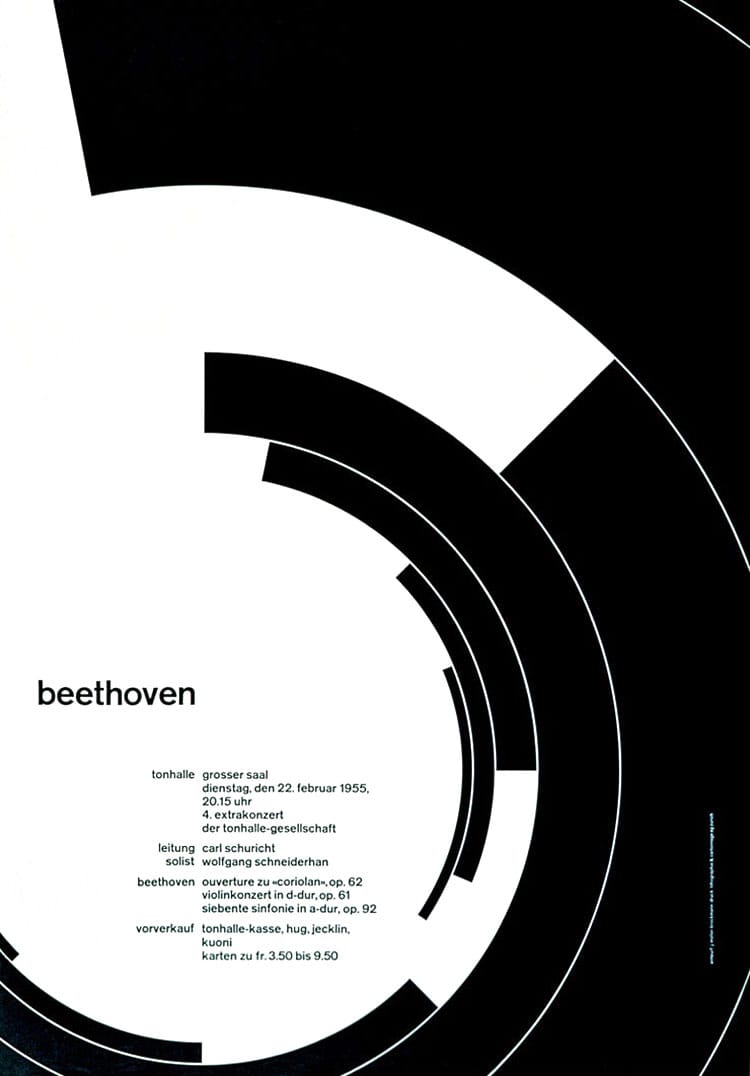 Readymag blog: A poster for a Beethoven concert by Josef Müller-Brockmann, 1955. Photo Cortesy: Wikimedia Commons