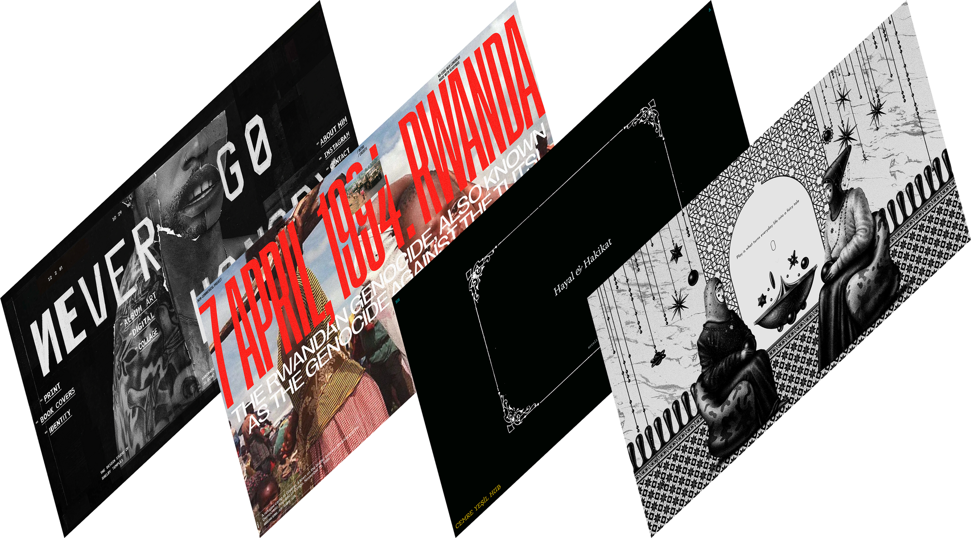 Readymag blog: A cover images made of a series of four homepages of websites made with Readymag 