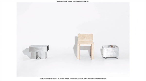 Selection of minimalist websites created by Readymag users