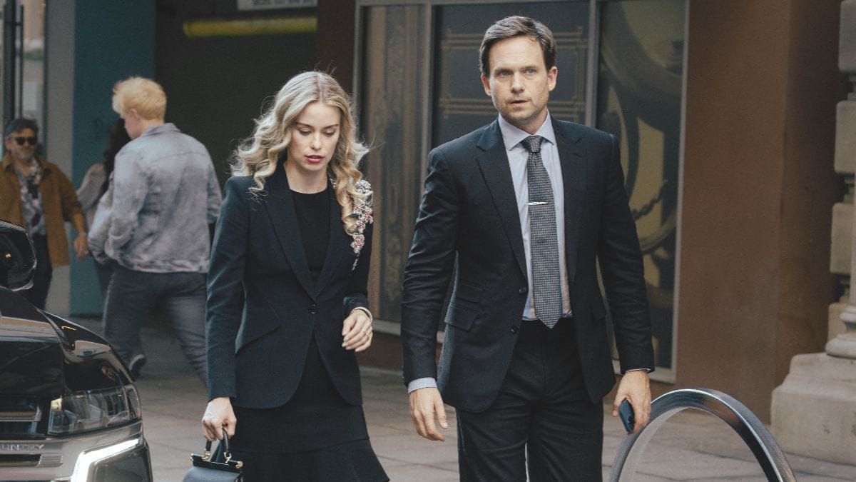 Elle Chapman as Paige McIntosh and Patrick J. Adams as Russell McIntosh in The Madison. (Photo Credit: Courtesy of Paramount+.)